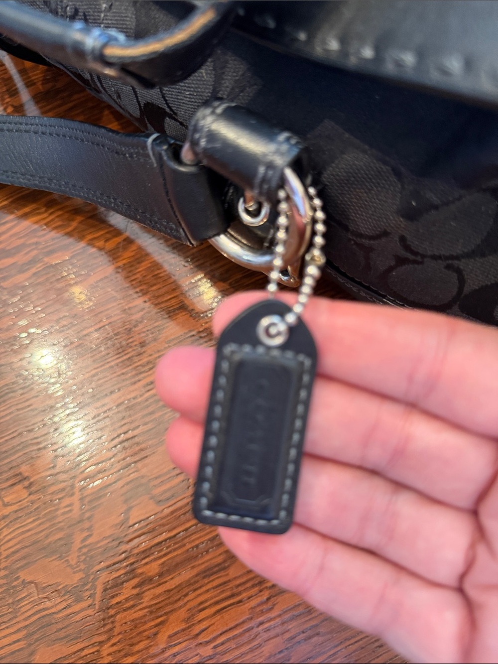 Coach Signature Hampton Flap Satchel Shoulder Bag Black Canvas - Picture 10 of 16